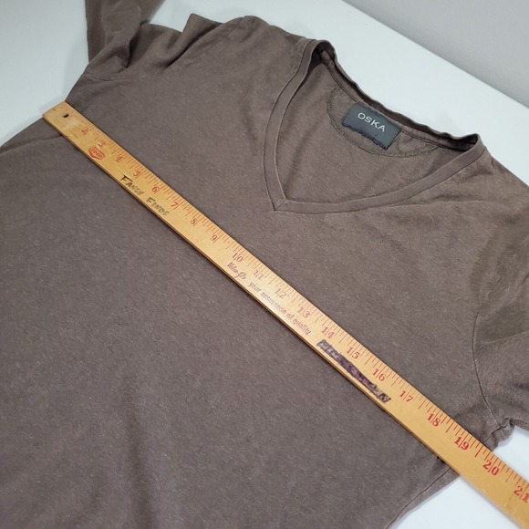 Oska Women Hemp Blend V Neck Top Size Medium Eco Minimalist Quiet Luxury READ - Picture 9 of 12